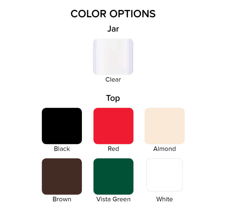 Servers with Glass Jars and Plastic Tops Color Options