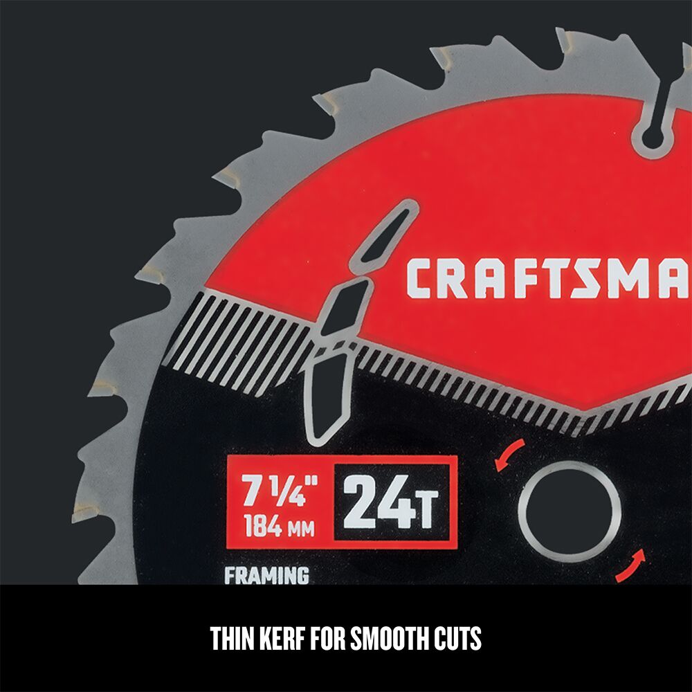 Graphic of CRAFTSMAN Blades: Table Saw highlighting product features