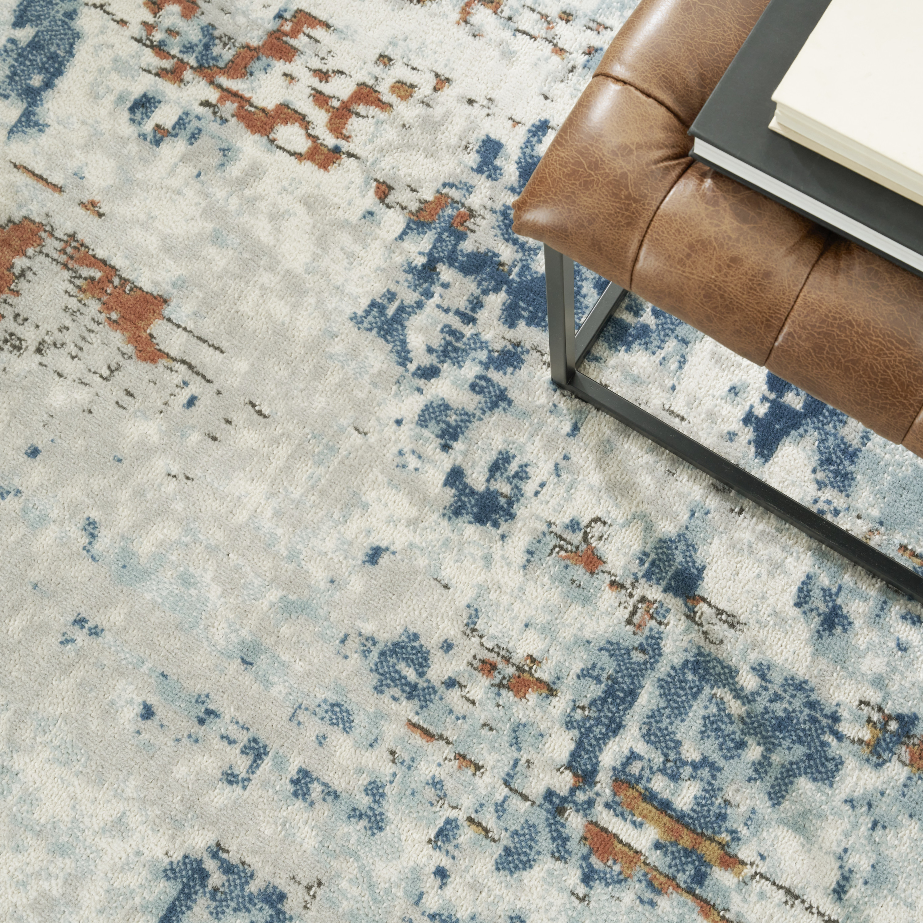 Nourison Quarry 7'10" x 9'10" Beige Blue Rust Modern Indoor Rug