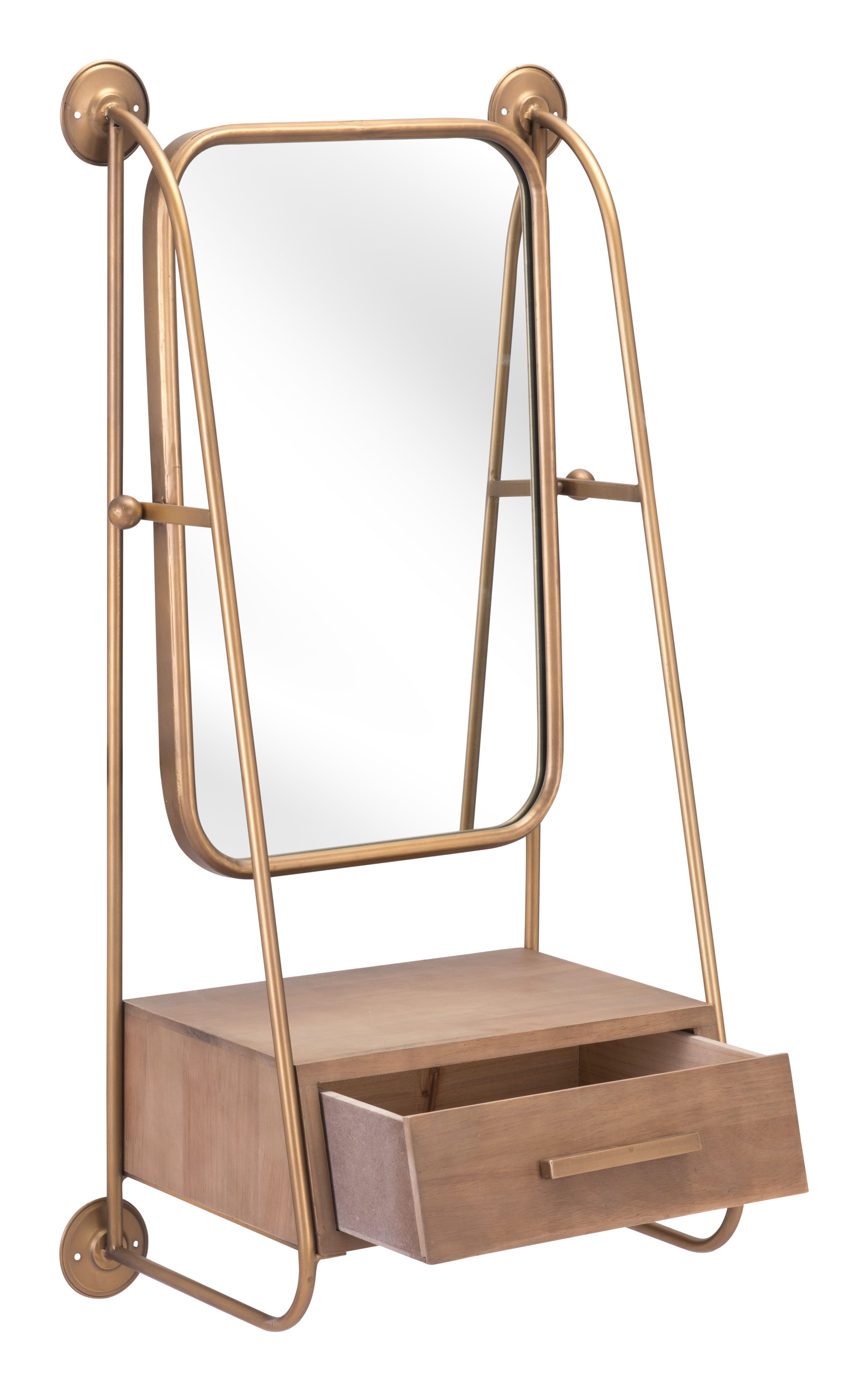 Peralta Mirror Shelf Brass & Brown product image