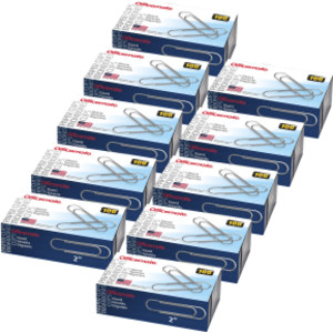 Paper Clips, Giant Gem, 100 Per Box, 10 Boxes