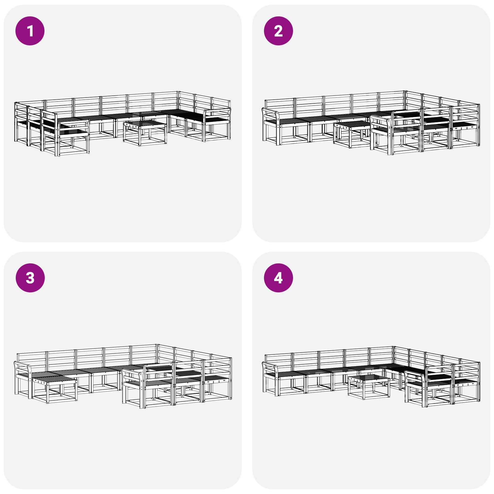 Buiten bankenset 11 pcs Wit Massief Acaciahout image 6