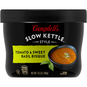 Campbell’s® Slow Kettle® Style Tomato & Sweet Basil Bisque, 15.5 oz Microwavable Bowl (Case of 8)