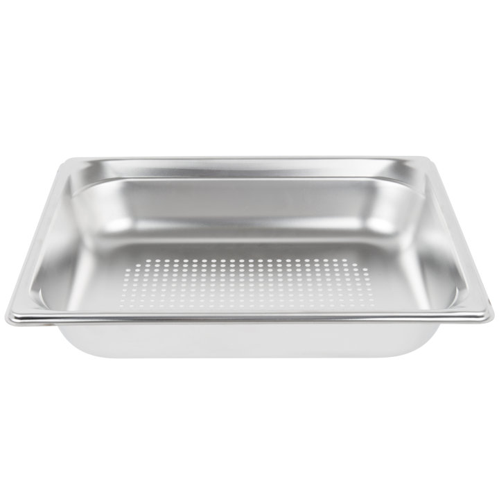 Half-size 2 ½-inch-deep Super Pan 3® stainless steel perforated steam table pan