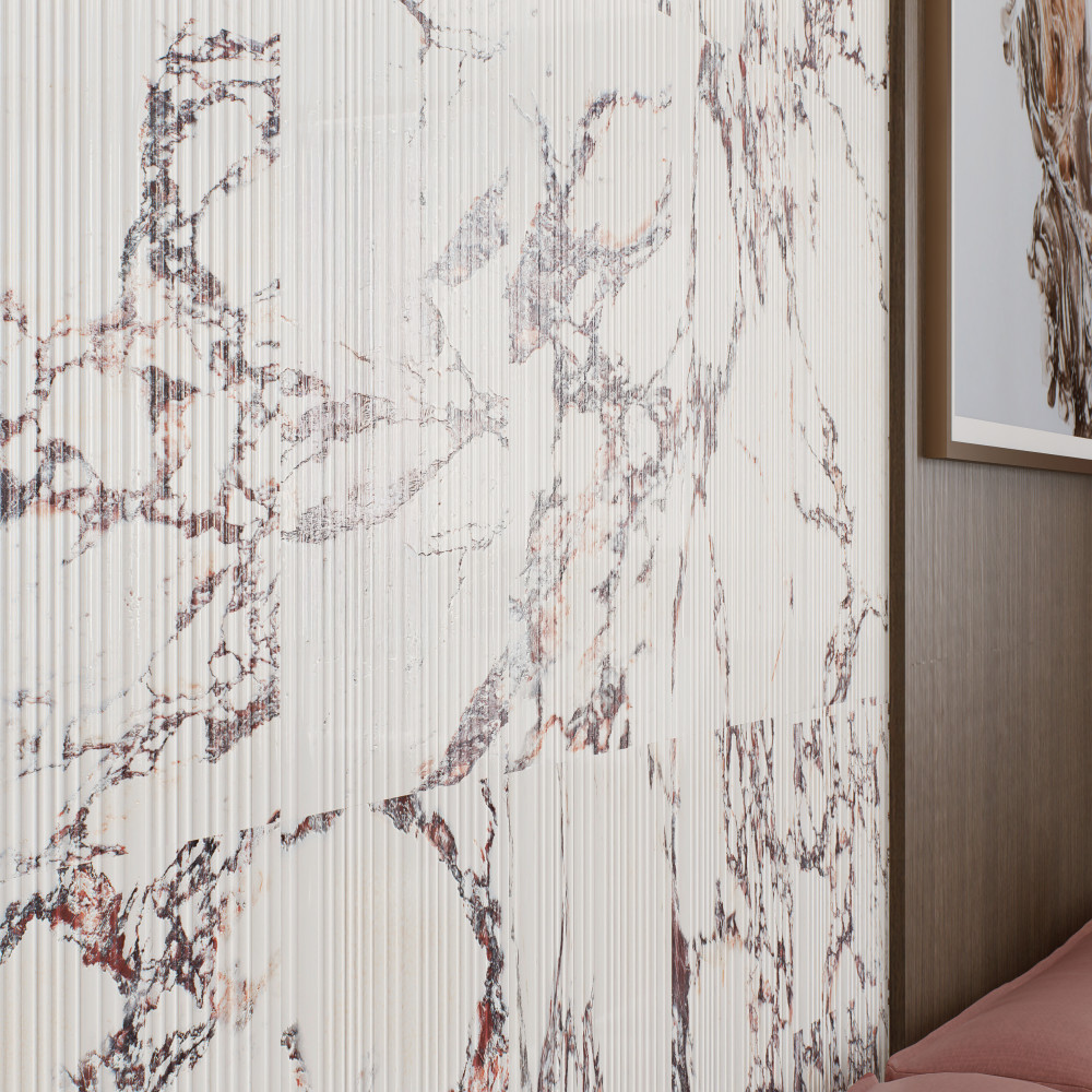 Sample – Touche Pleated Deco Rubis Porcelain Floor and Wall Tile