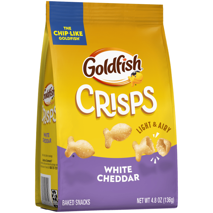 Goldfish® White Cheddar Baked Snacks, 4.8 oz, bag - Left Angle Image