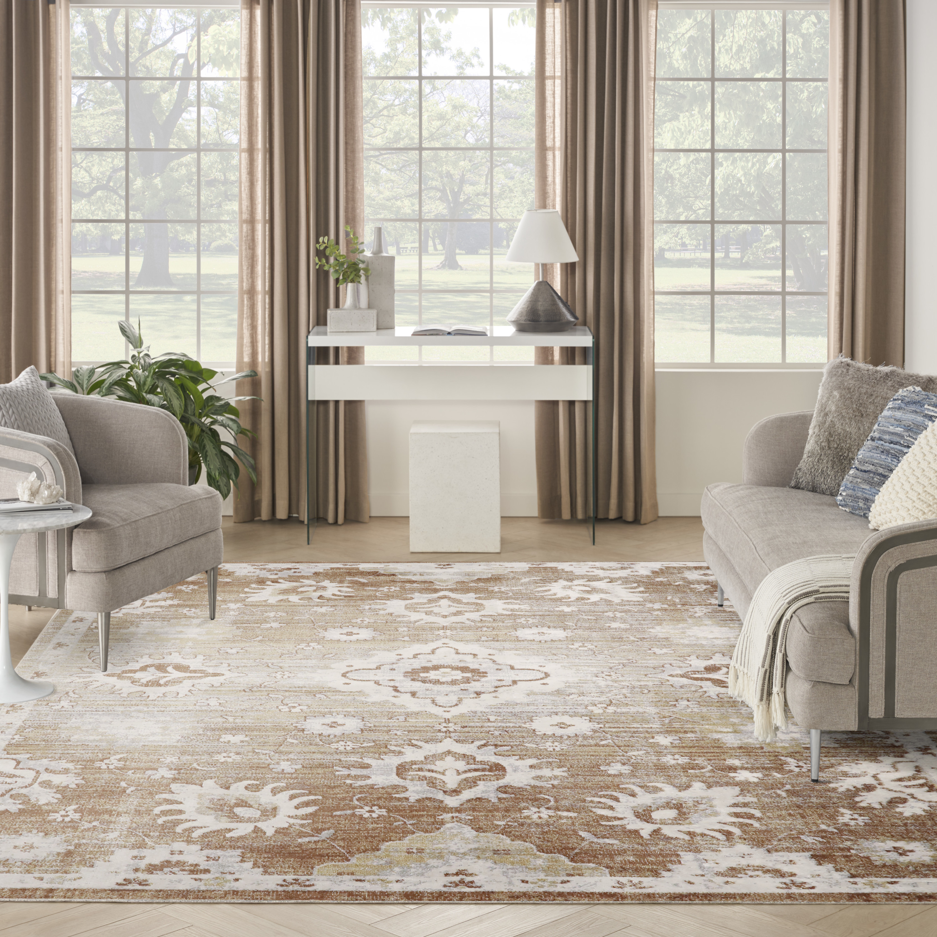 Nourison Astra Machine Washable 9' x 12' Copper Vintage Indoor Rug
