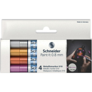 Paint-It 010 Metallic Markers, 0.8 mm Tip, Wallet, 4 Assorted Ink Colors (Set 1)