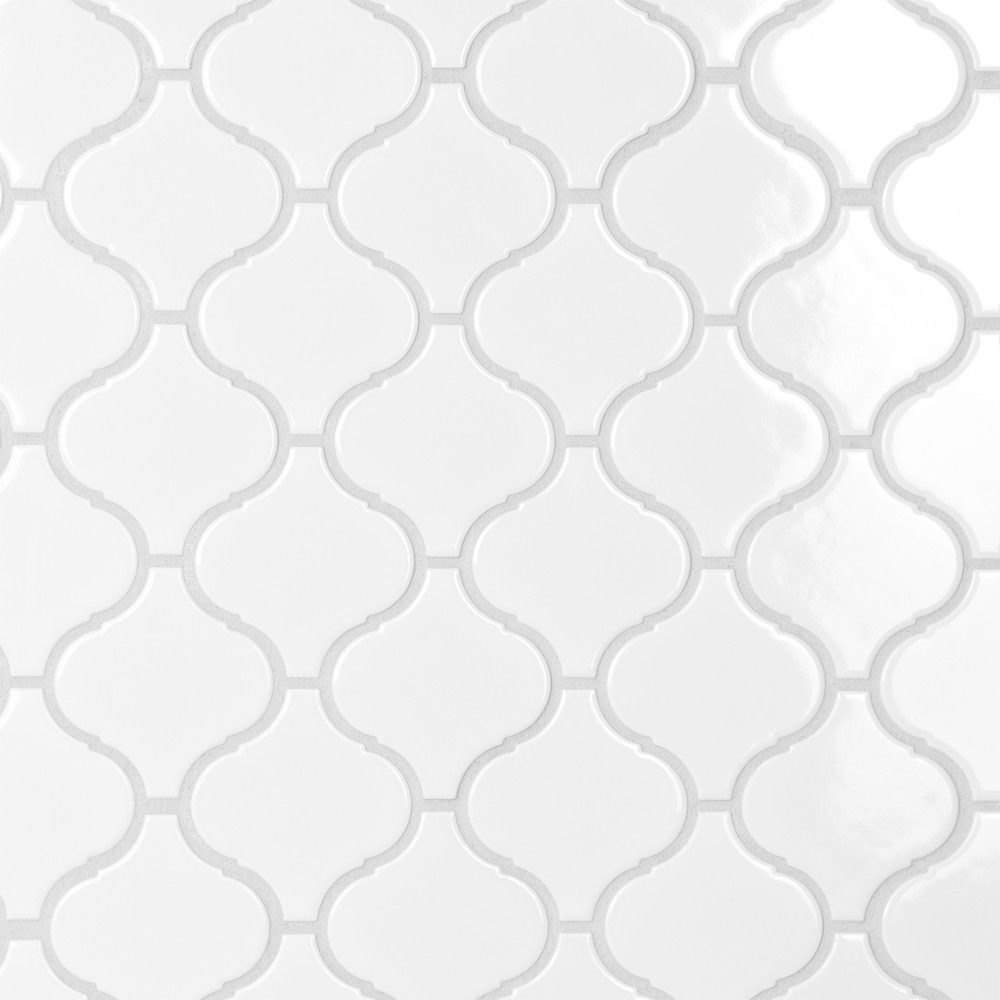 Sample – Metro Lantern Glossy White Porcelain Mosaic Tile