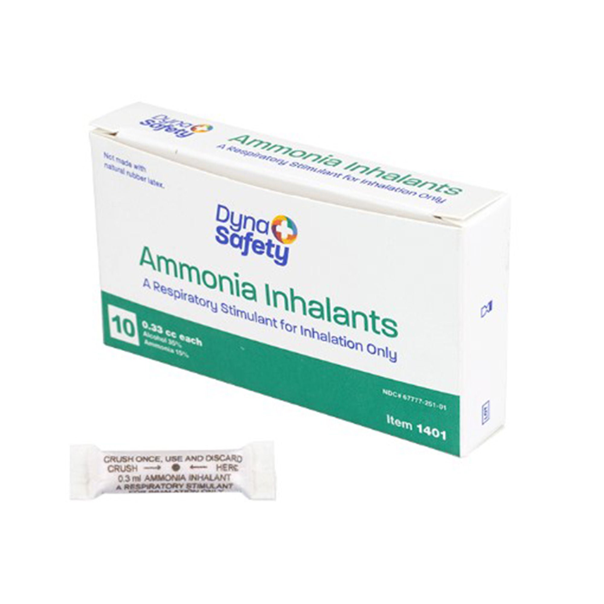 Dyna Safety Ammonia Inhalants, a Respiratory Stimulant for Inhalation, Ampules