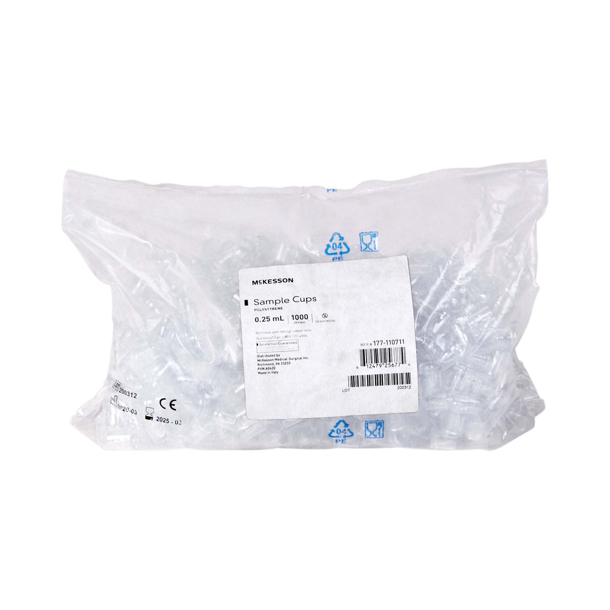 McKesson Polystyrene Sample Cup, 0.25 mL