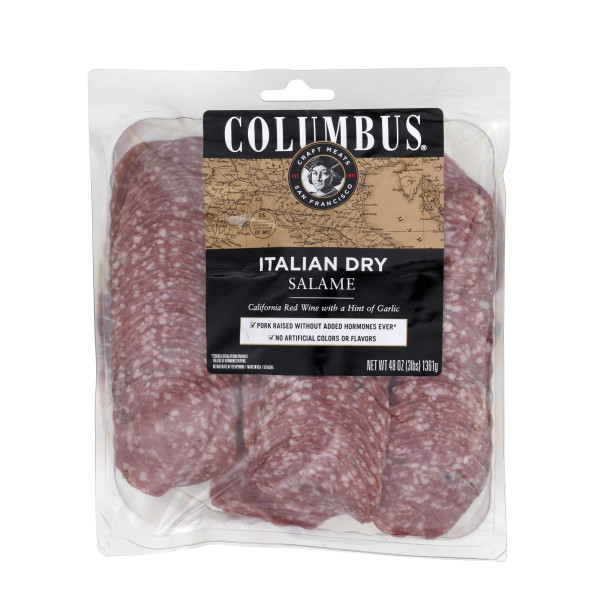 COLUMBUS(r) Italian Dry Salame Sliced 4/3lb . C1CB - Front Center Inner Pack (Hi Res)