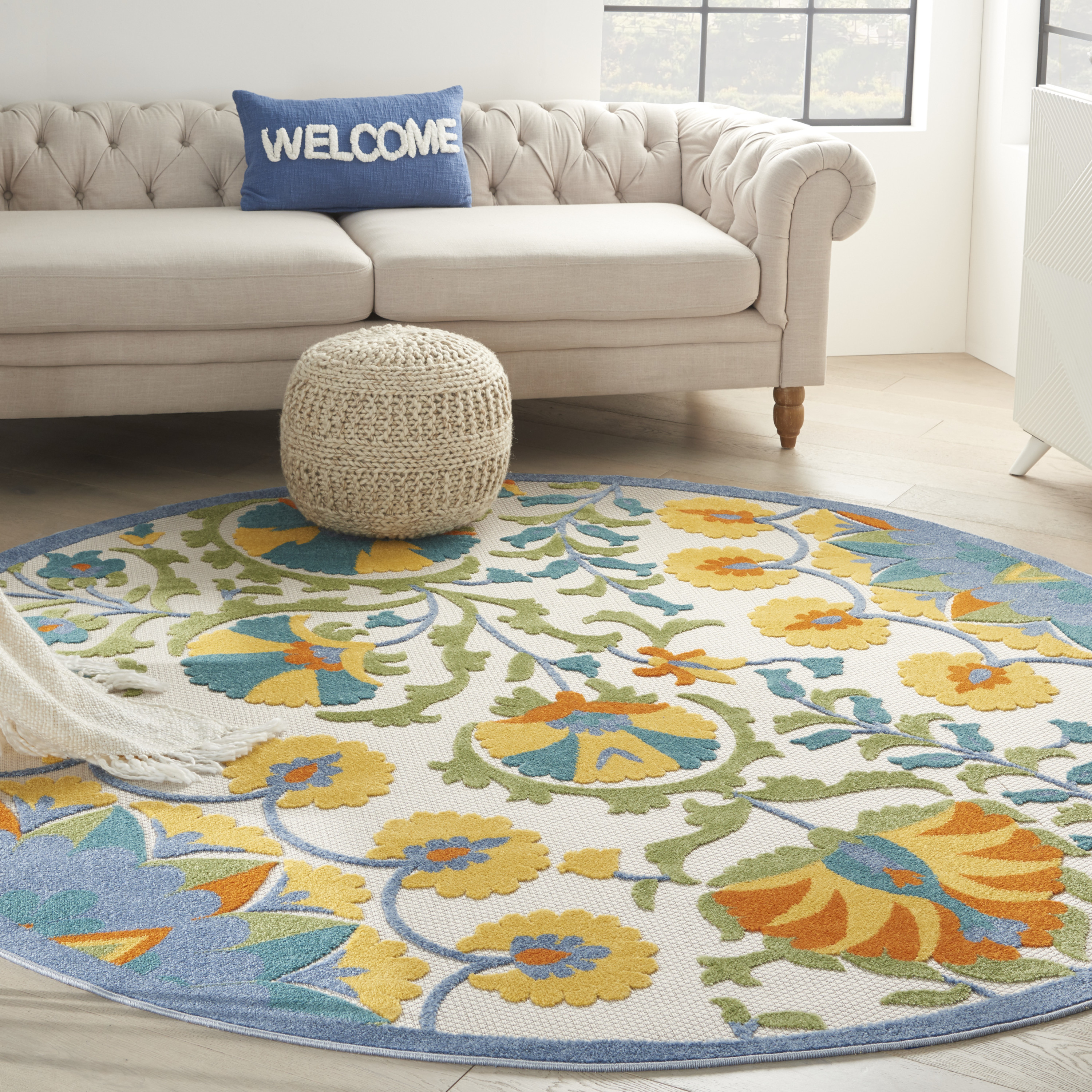 Nourison Aloha 7'10" x Round Multicolor Transitional Rug