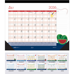 Monthly Academic Deskpad Calendar, Seasonal Holiday Depictions, 12 Months July-June, 22" x 17"