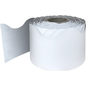 White Rolled Scalloped Border, 2-1/4 Inch x 65 Feet