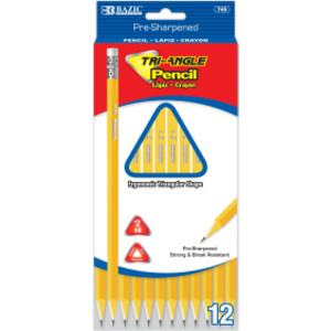 #2 Triangle Pencils, Yellow, 12 Per Pack, 24 Packs