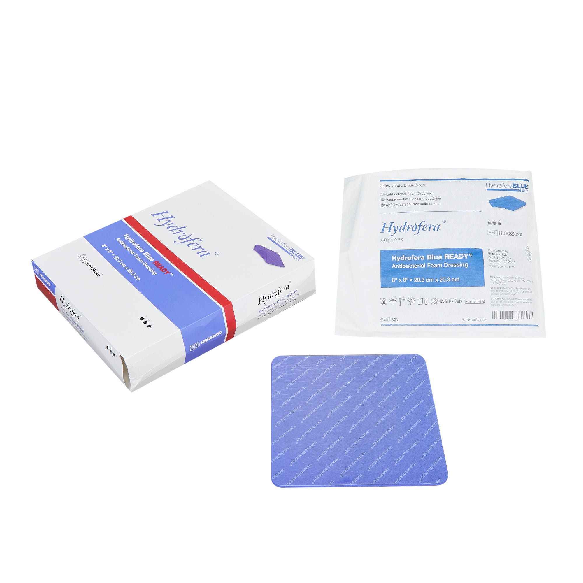 Hollister® Hydrofera Blue Ready™ Antibacterial Foam Dressing, 20.3 x 20.3 cm