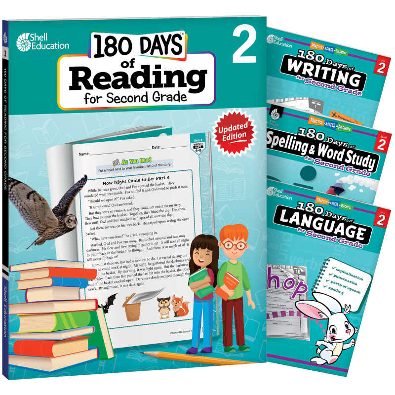 180 Days™ Phonics, High-Frequency Words, Reading 2nd Edition, and Printing, Grade 2, 4-Book Set