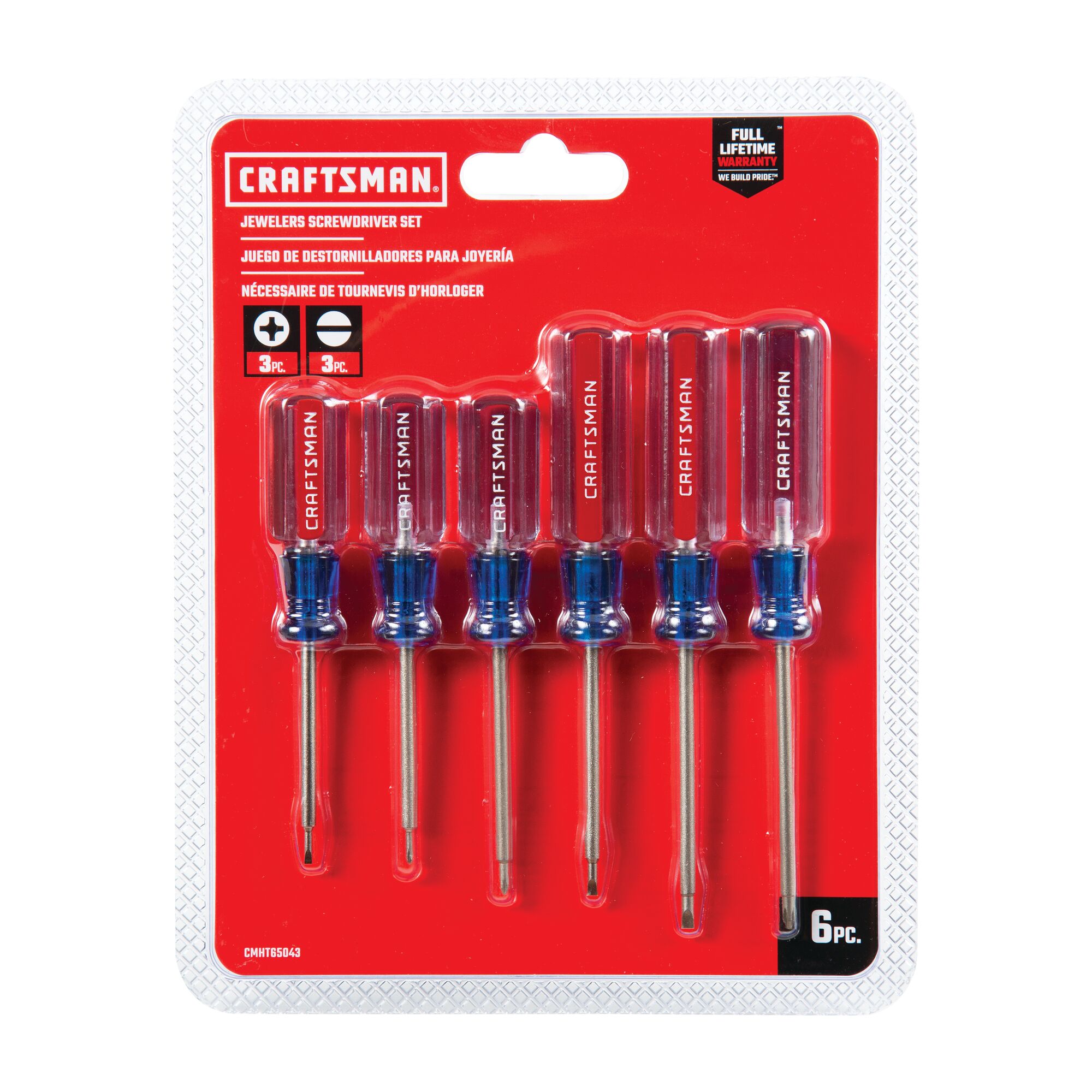 6 Piece Jewelers ScrewDriver Set in carded packaging.