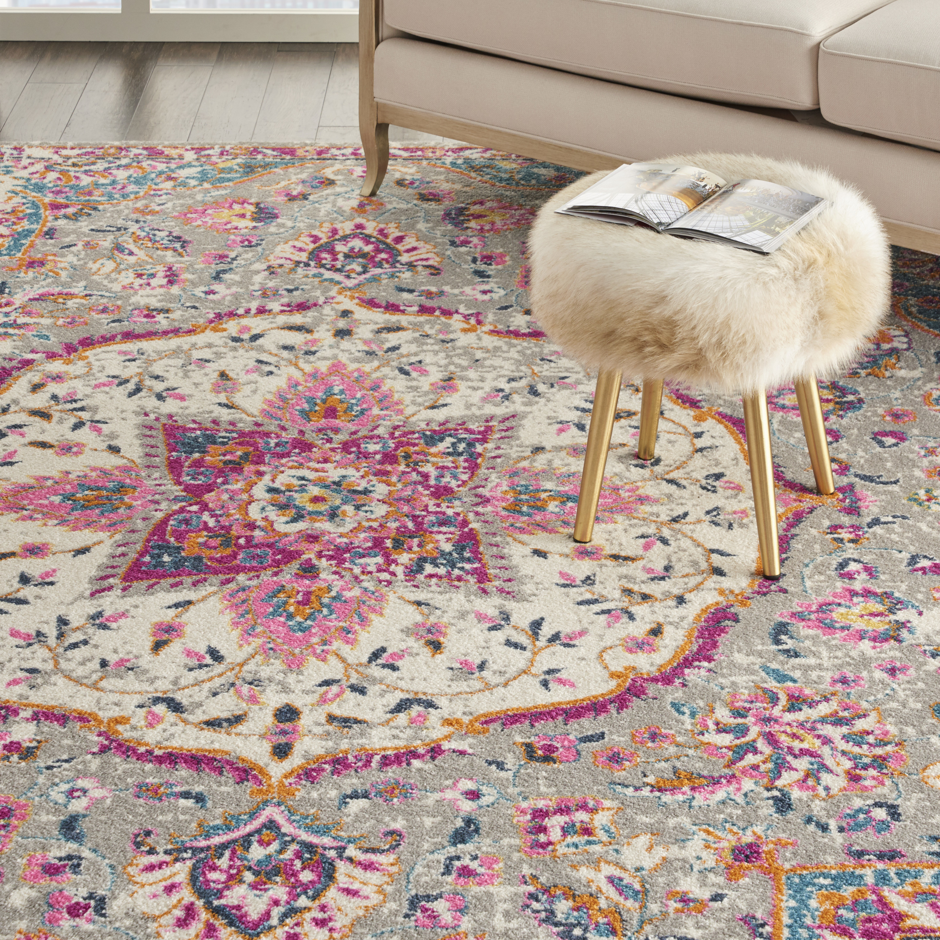 Nourison Passion 6'7" x 9'6" Grey Multicolor Transitional Indoor Rug