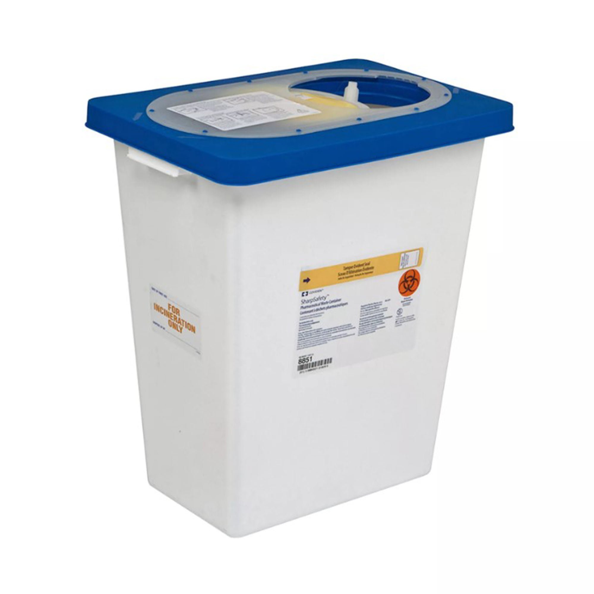 SharpSafety™ Pharmaceutical Waste Container, 8 Gallon, 17.75 x 11 x 15.5 Inch