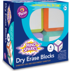 Dry Erase Blocks, Assorted Colors, 3" x 3", 4 Blocks