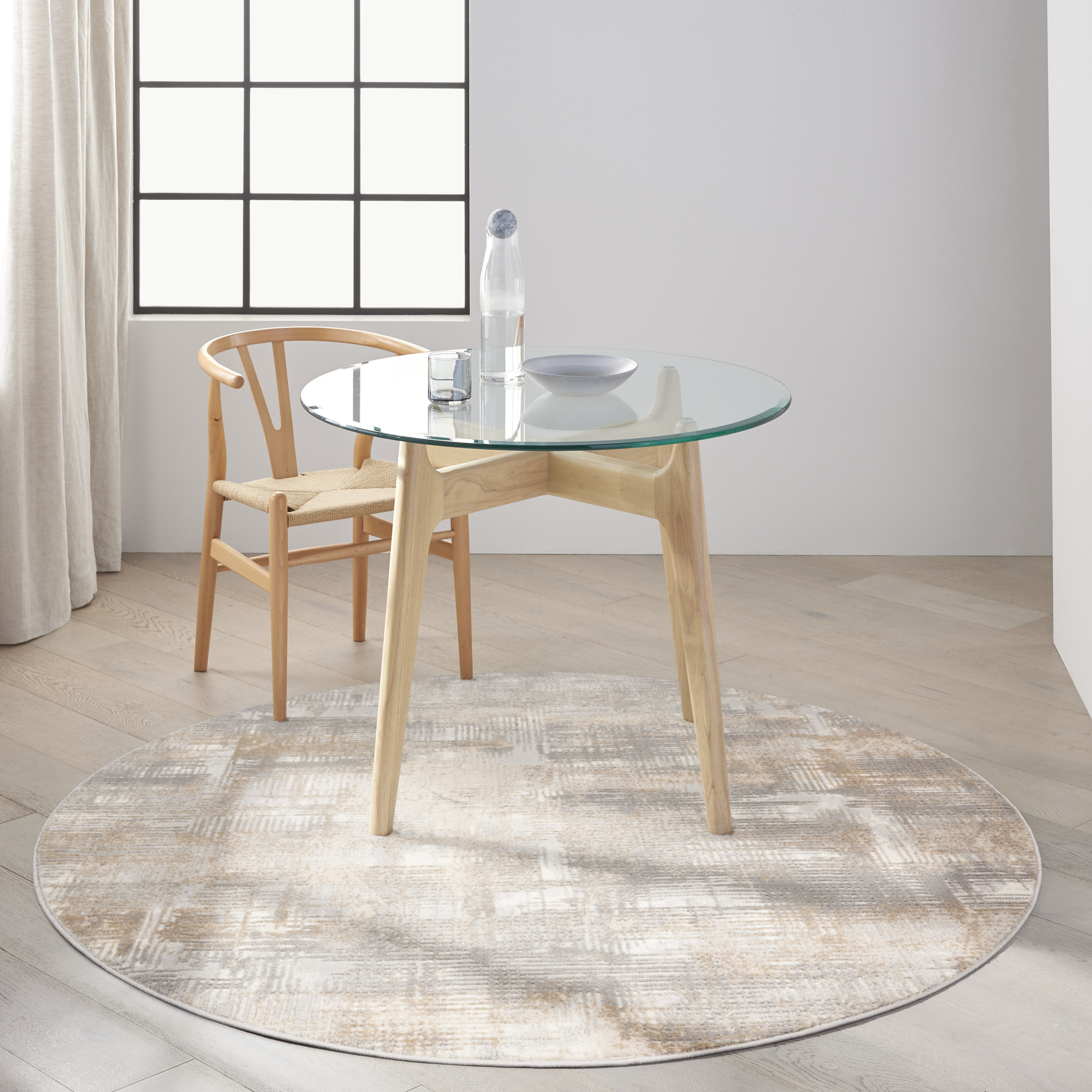 Calvin Klein CK950 Rush 6' x Round Grey Beige Modern Indoor Rug