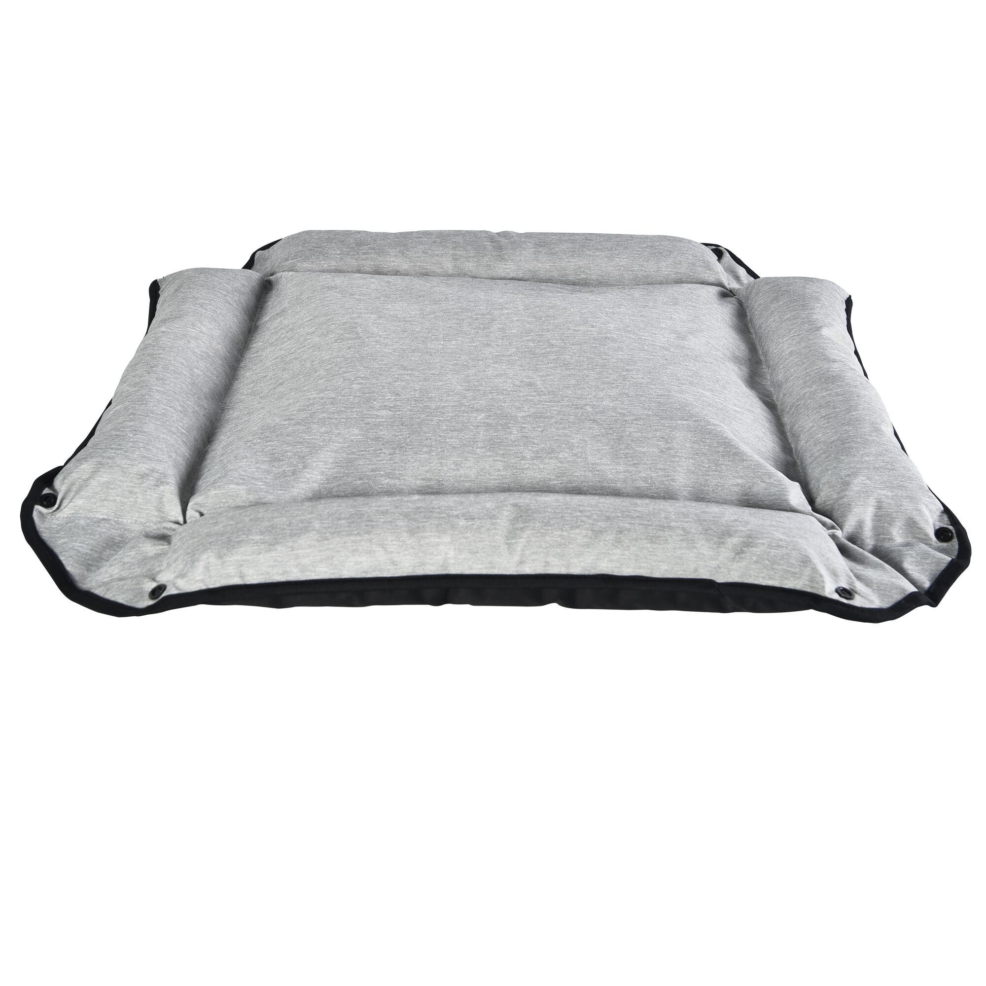 Flattened profile view of the BLACK+DECKER four way pet bed in black color