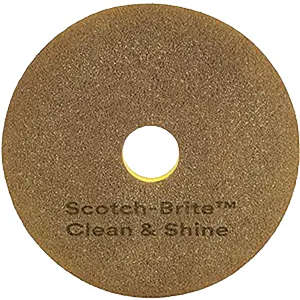 3M, Scotch-Brite™ Single-Sided Clean & Shine, Brown/Yellow, 14", Round Floor Pad