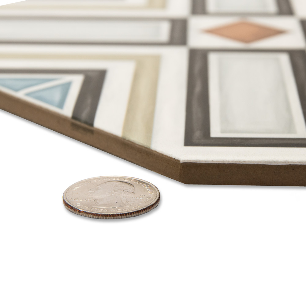 Vaudeville Octagon Deco Ritter 7-7/8 in. x 7-7/8 in. Porcelain Floor and Wall Tile