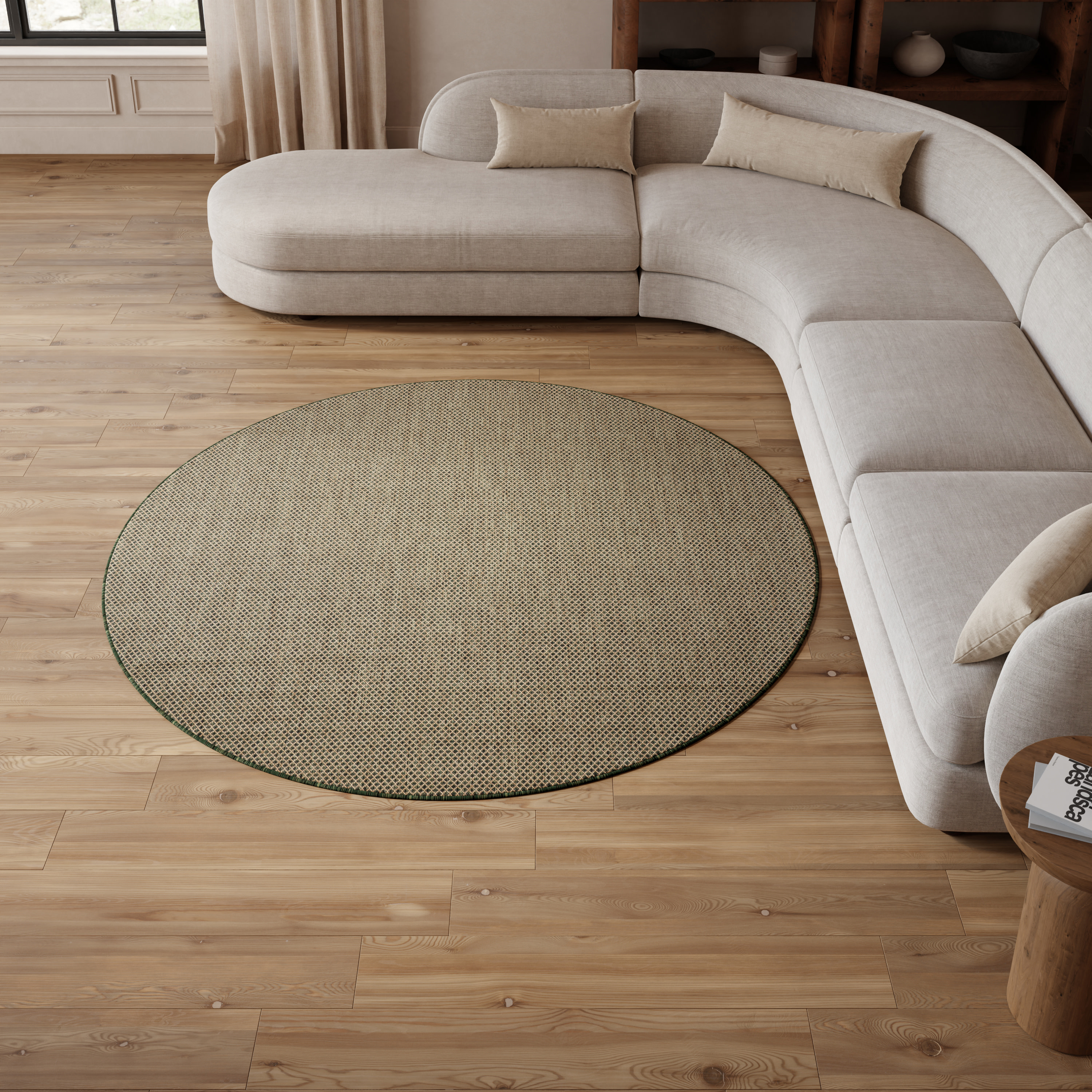 Nourison Courtyard 5' x Round Green Modern Rug