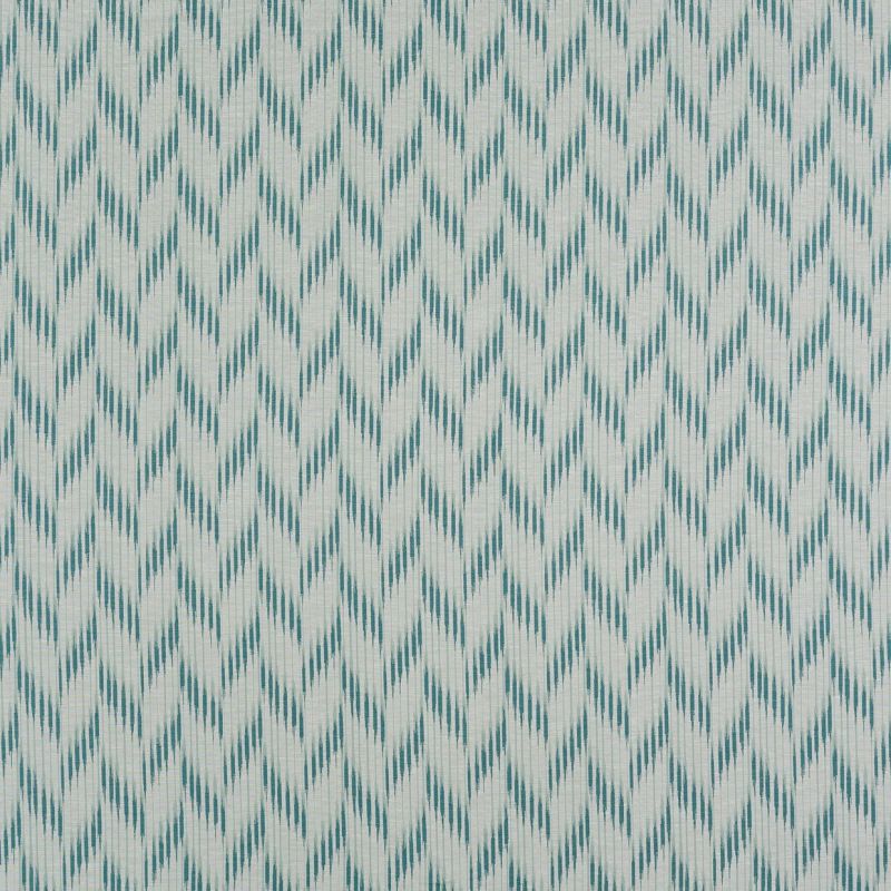 Textured wallpaper covering a wall, patterned with repeating teal vertical chevron-like dashes and subtle woven lines; decorating an evenly lit interior surface.