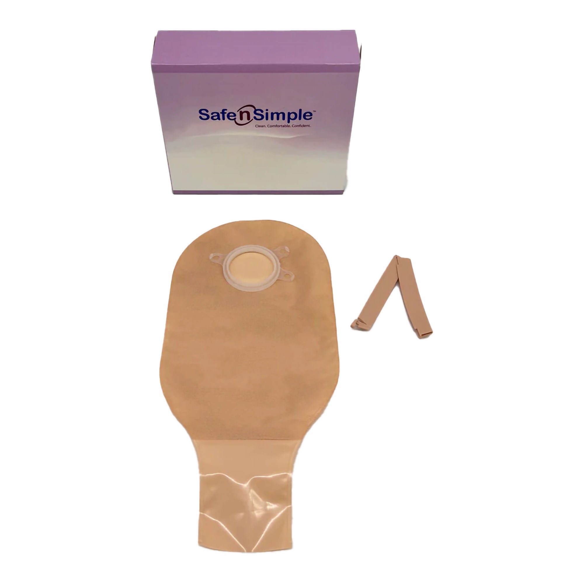 Safe N Simple POUCH, OST 2PC DRN FLNG BELT TAB BGE 12" 45MM (10/BX 8BX/CS)