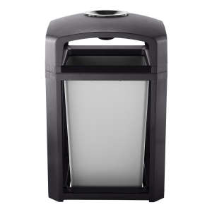 Rubbermaid Commercial, Landmark Series®, Classic Container, Dome Top Frame With Ash Tray And Rigid Liner Sable, 35 gal, Resin, Sable, Square, Receptacle