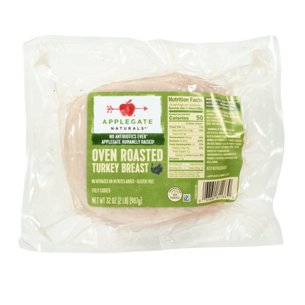 APPLEGATE NATURALS(r) Sliced Oven Roasted Turkey Breast, 6/2#, 1oz/sl . C1CB - Front Center Inner Pack (Hi Res)