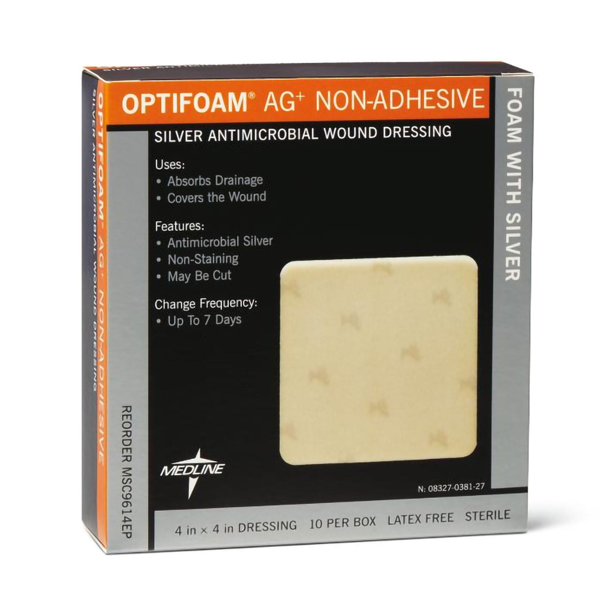 Optifoam® Ag+ Foam Dressing with Silver, 4 x 4 Inch
