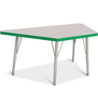 Berries® Trapezoid Activity Tables - 24" X 48", E-height - Gray/Green/Gray
