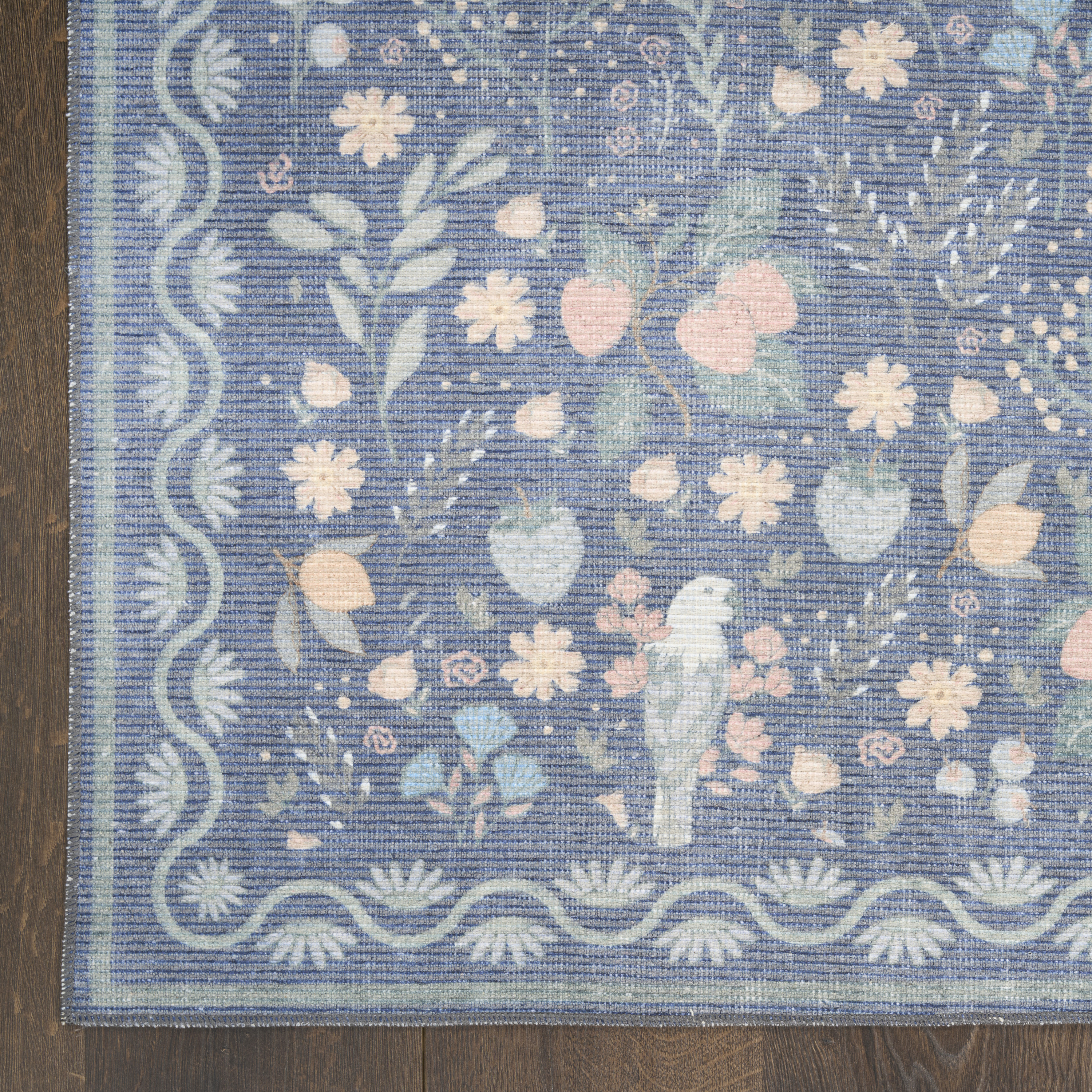 Nourison Botanical Washables 5' x 7' Blue Multicolor Modern Indoor Rug