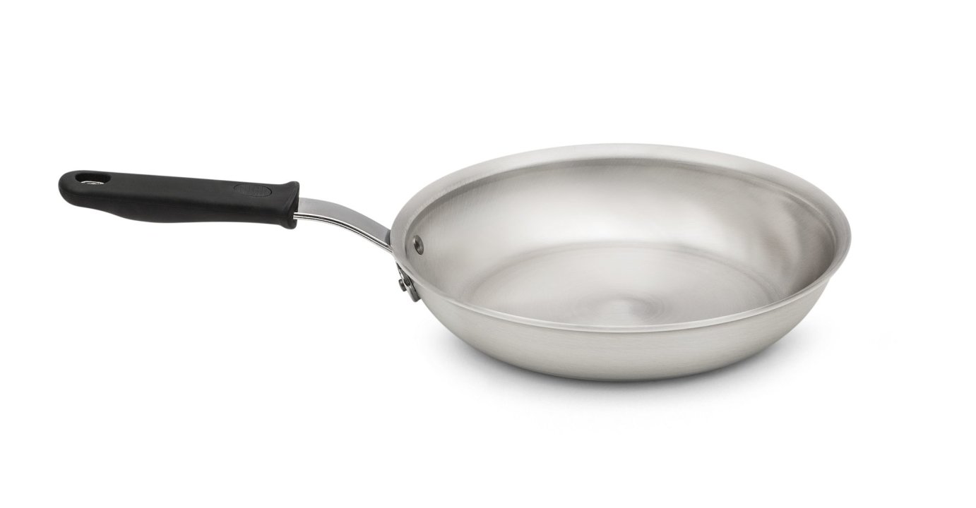 10-inch Wear-Ever® aluminum fry pan with natural finish and silicone handle