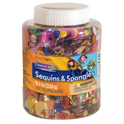 Creativity Street Sequins & Spangles Jar, Assorted Colors,  Assorted Sizes, 8.1 oz.