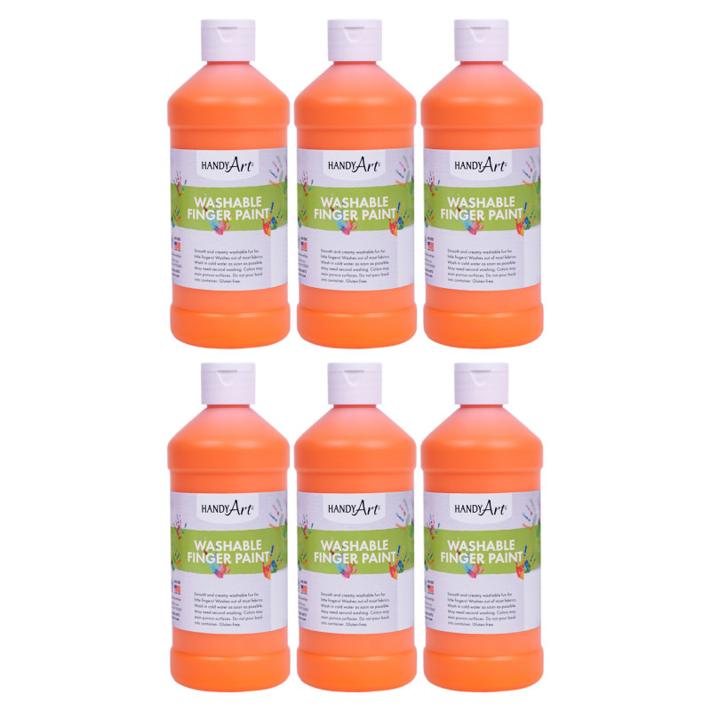 Washable Finger Paint, Orange, 16 oz., Pack of 6