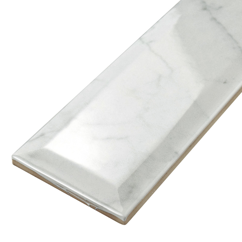 Classico Carrara Glossy Metro 3 in. x 12 in. Ceramic Wall Tile