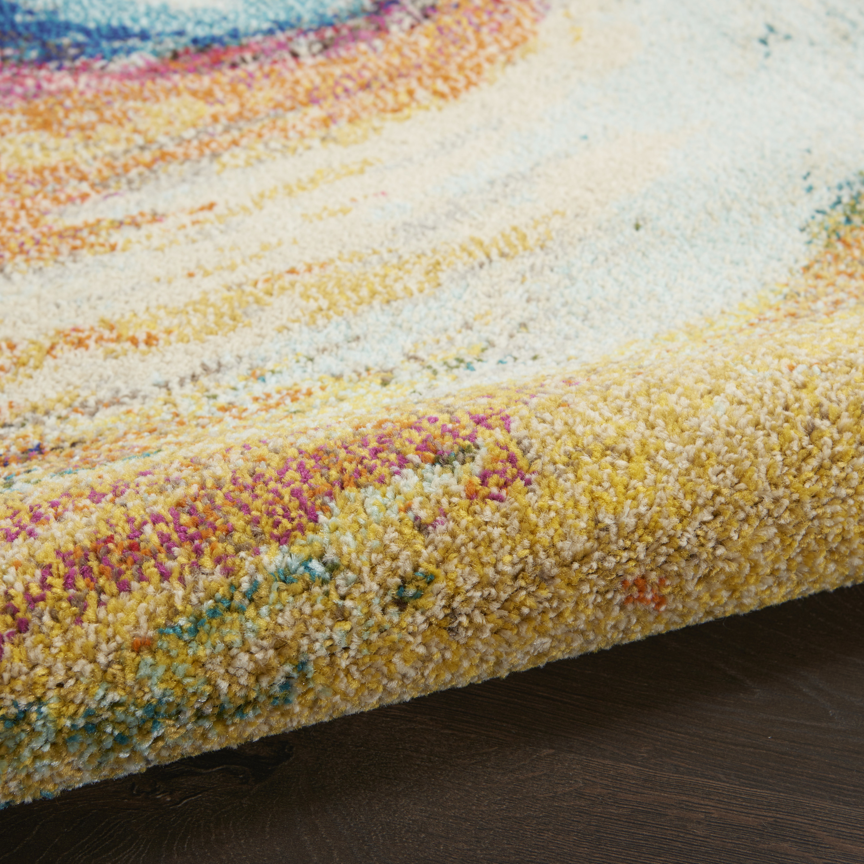 Nourison Celestial 5'3" x Round Wave Modern Indoor Rug