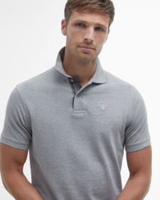 Tartan Pique Polo Shirt Grey Marl