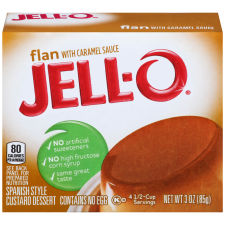 Jell-O Flan with Caramel Sauce Spanish Style Custard Dessert, 3 oz Box