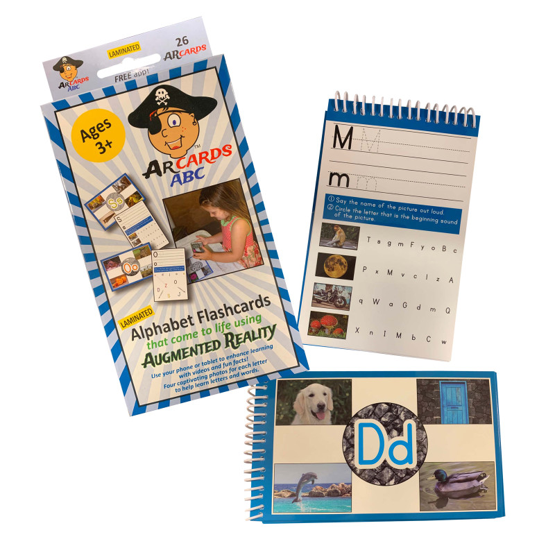 AR Cards ABC, Alphabet Augmented Reality Flashcards & Workbook