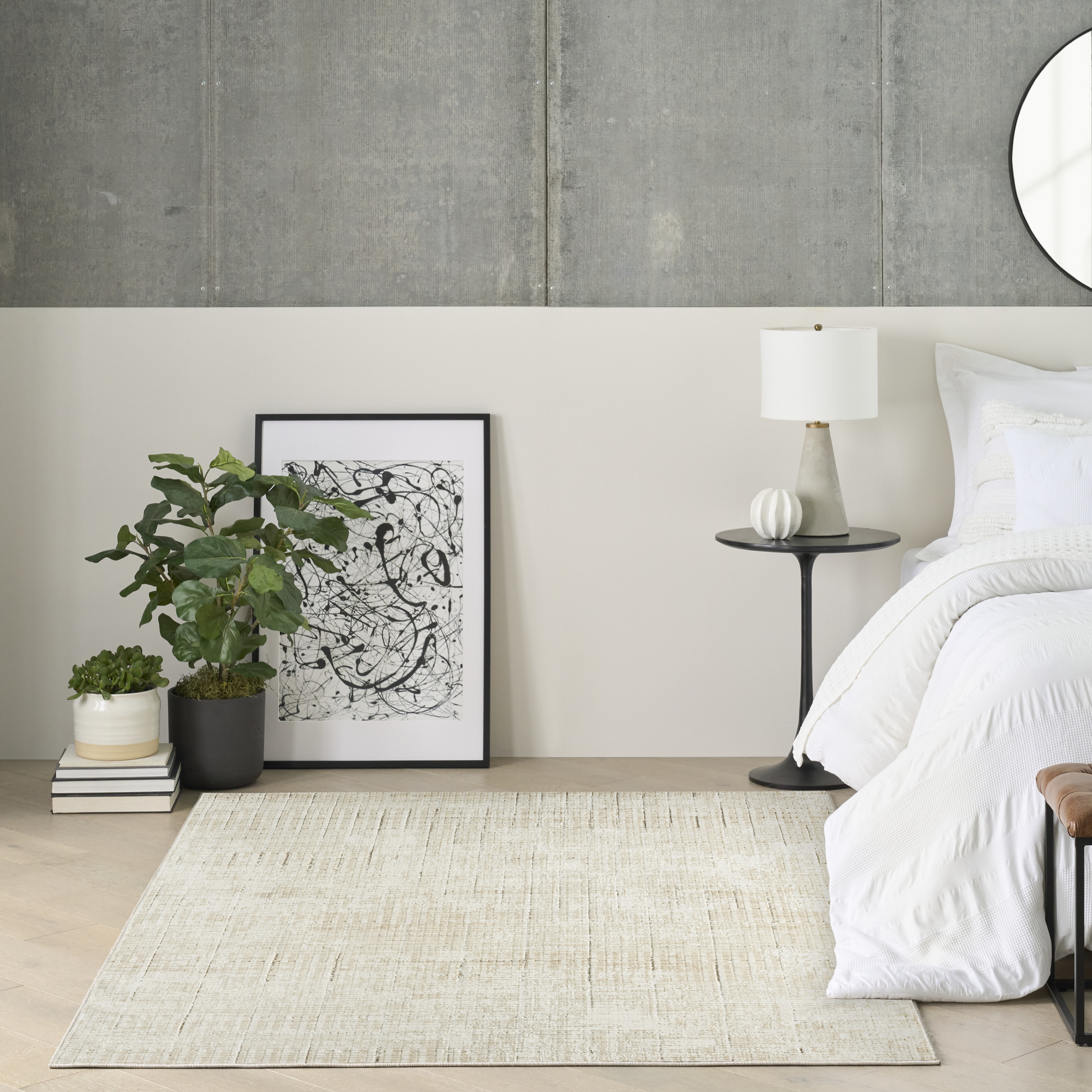 DKNY Grand Street 6' x 9' Ivory Beige Modern Indoor Rug