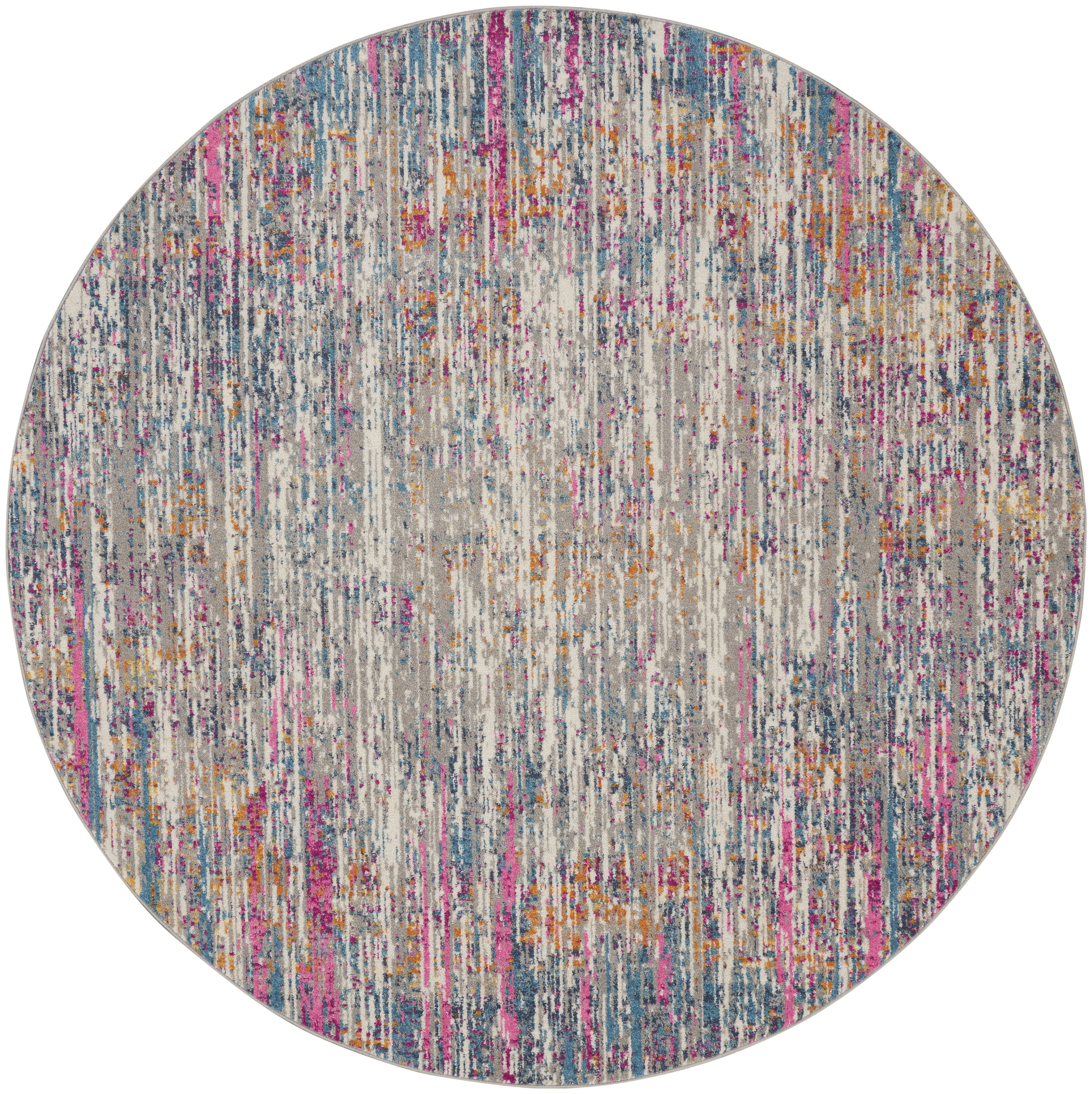 Nourison Passion 8' x Round Ivory Multicolor Modern Indoor Rug