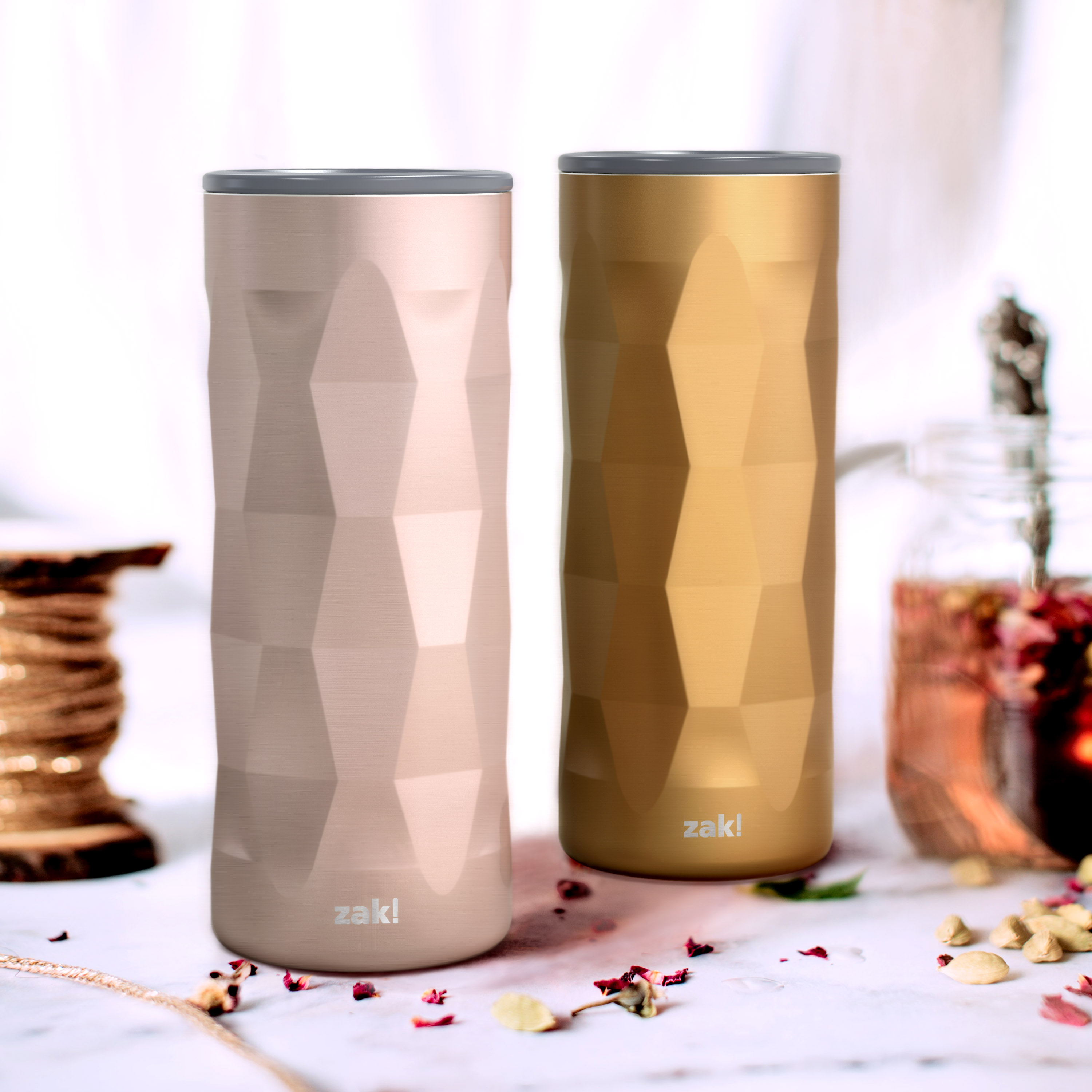 Fractal 16 ounce Vacuum Insulated Stainless Steel Tumbler, Rose Gold slideshow image 3 Fractal 16 ounce Vacuum Insulated Stainless Steel Tumbler, Rose Gold slideshow image 3