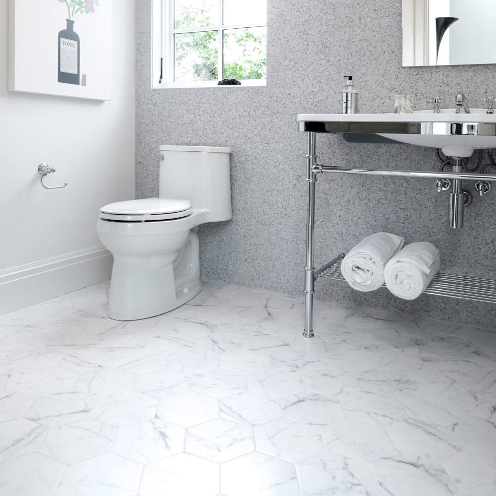 Classico Carrara Hexagon 7 in. x 8 in. Porcelain Floor and Wall Tile